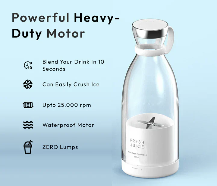 Fresh Juice Portable Blender 350ML Grinder For Smoothie or Shakes, Mini Juicer