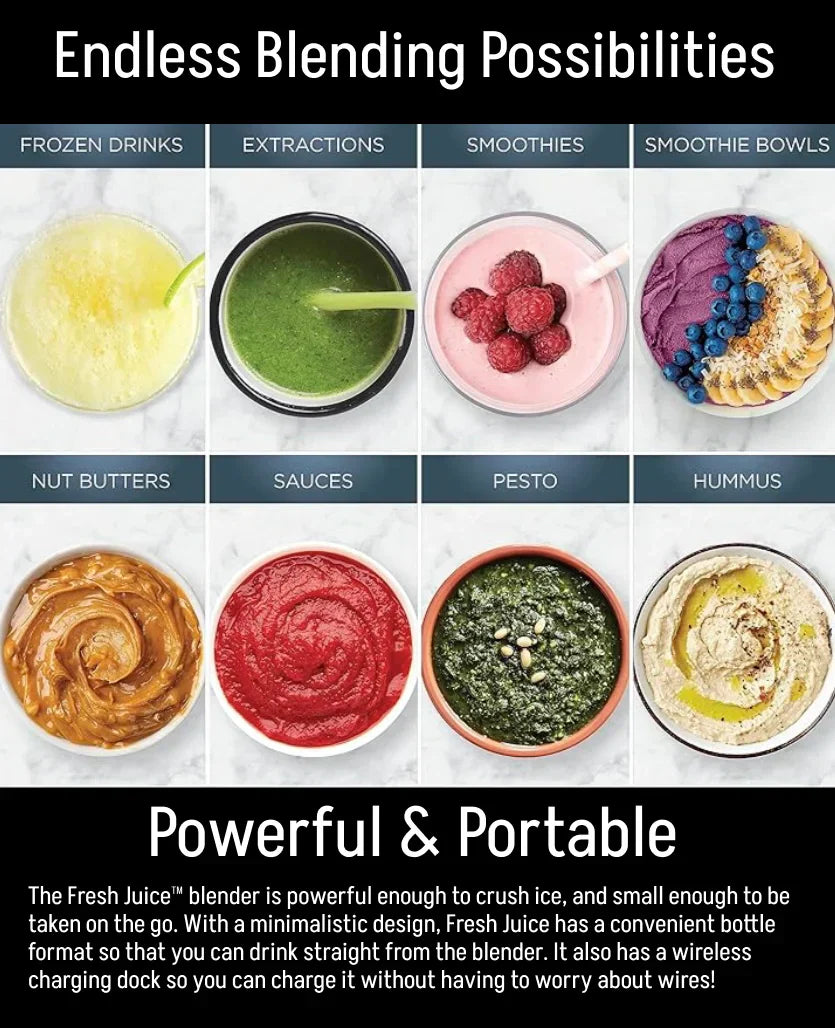Fresh Juice Portable Blender 350ML Grinder For Smoothie or Shakes, Mini Juicer